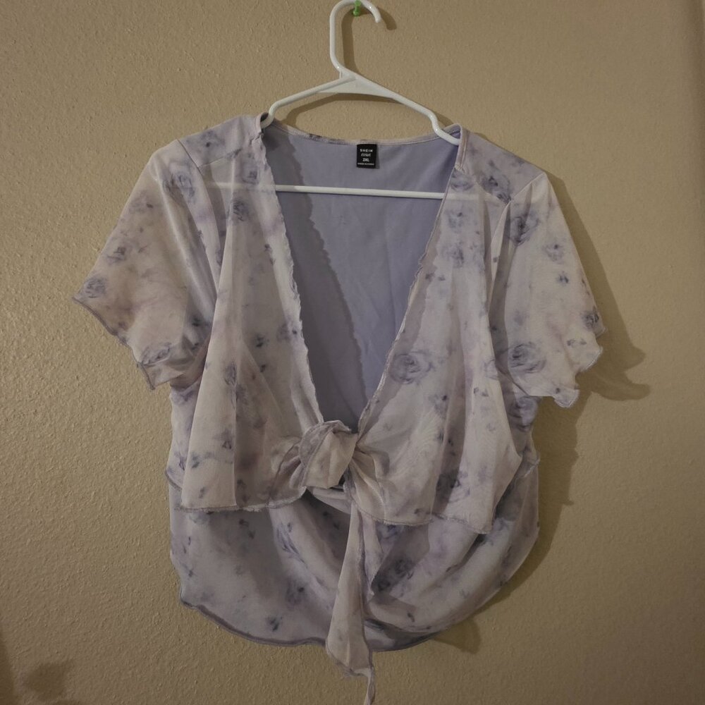 SHEIN Size 2X Purple Floral Blouse